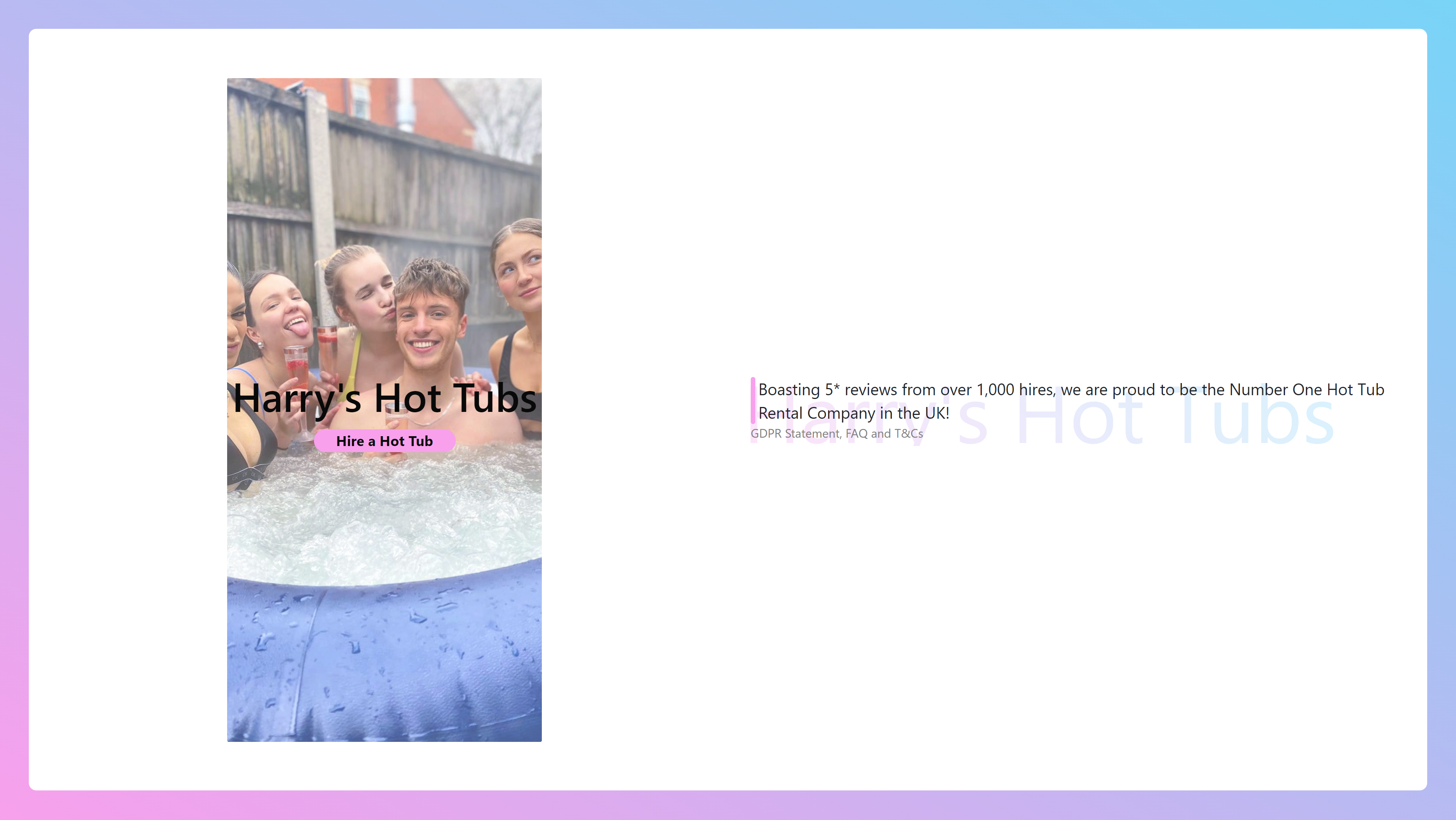 Harry's Hot Tubs homepage